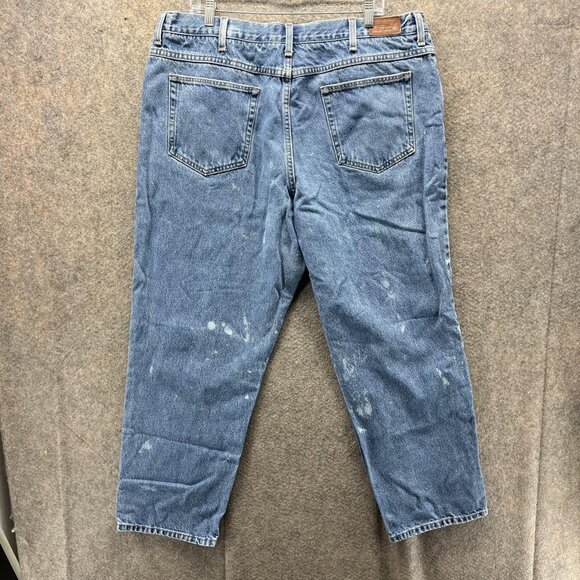 LL Bean Jeans Mens 40x30 Blue Comfort Waist Relaxed Baggy Paint Stain Workwear - Picture 2 of 10